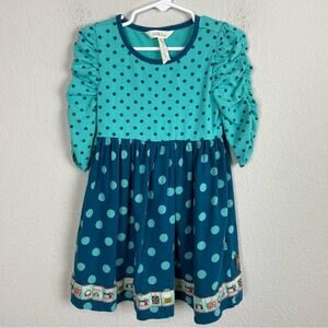 Matilda Jane Teal Ruched Sleeve Polka Dot Knit Dress 4